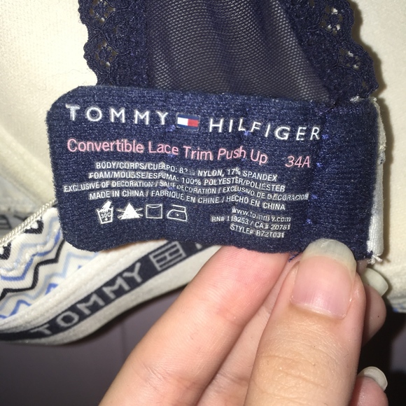 Tommy Hilfiger Navy Blue Lace Trim Push-Up Bra - Picture 3 of 3